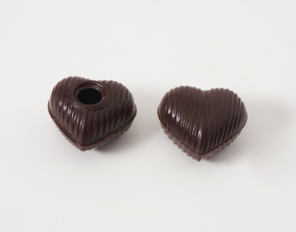 3 set - dark mini chocolate heart hollow shells at sweetART -1